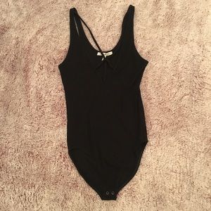 DEEP V CUT BLACK BODYSUIT